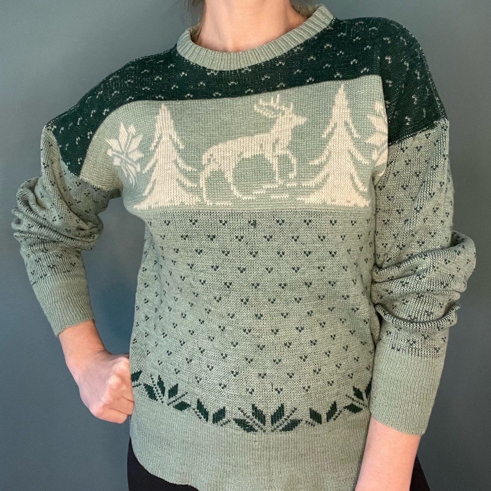 Vintage Men’s Sportclad Wool Reindeer Sweater